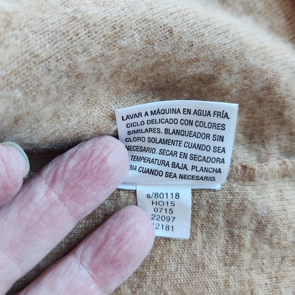 Bar III Women's Wool Blend Camel Open Waterfall Cardigan Faux Fur Neck & Lapel M - Picture 10 of 11